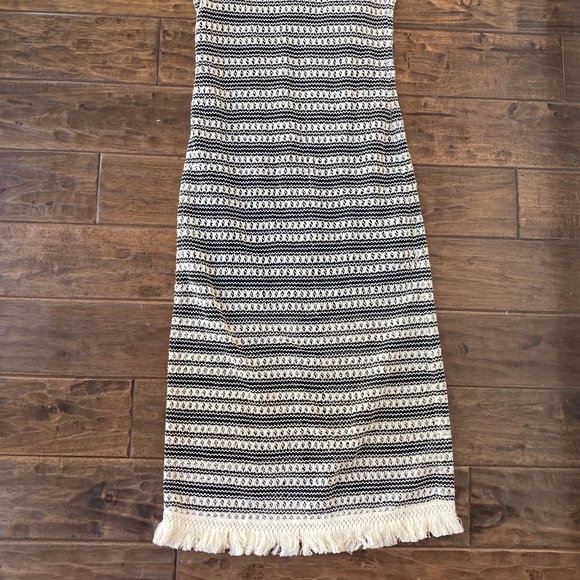 J. Crew Collection Crochet Midi Dress in Stripe Womens S Ivory Black Resortwear - Picture 5 of 16